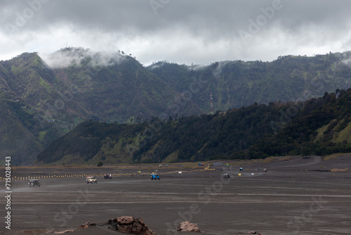 Volcanic landscape in the crater of Mount Bromo, Java, Indonesia photo