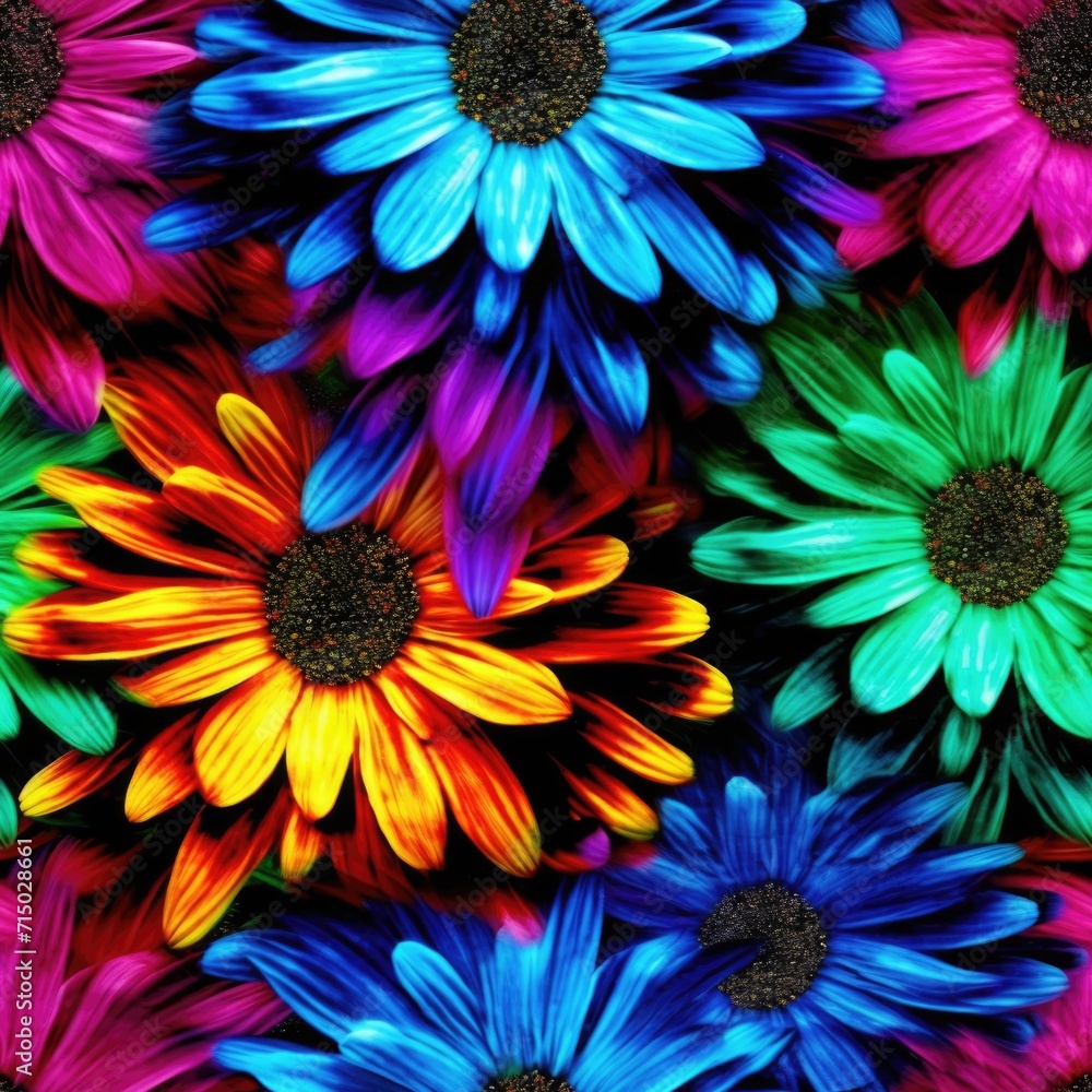 seamless pattern of flowers on a black background in watercolor seamless pattern of flowers on a black background in watercolor