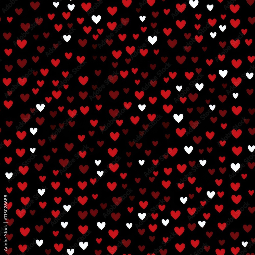 seamless pattern with multi-colored hearts on a black background