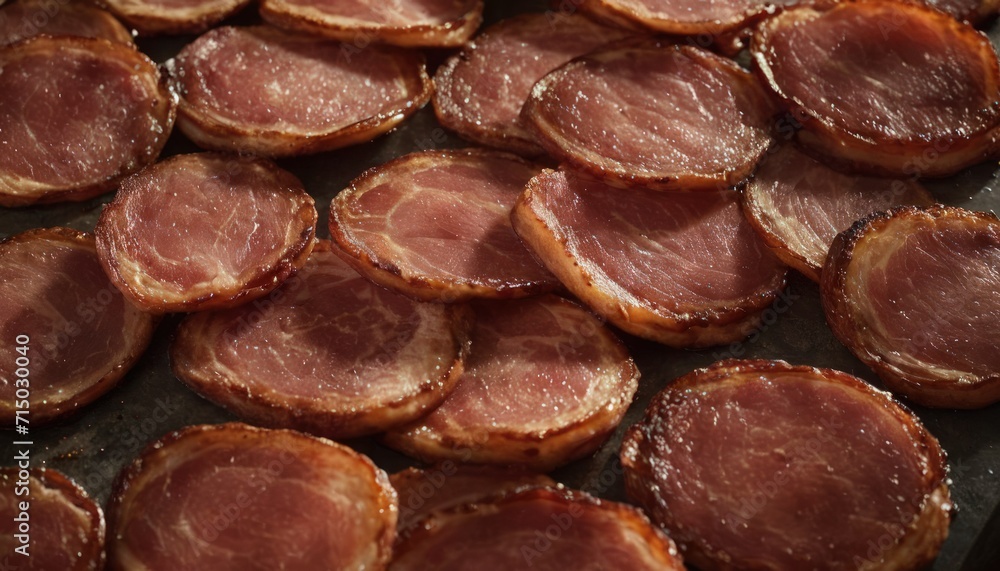 Slices of cured meats on a dark surface.
Slices of cured meats on a dark surface.