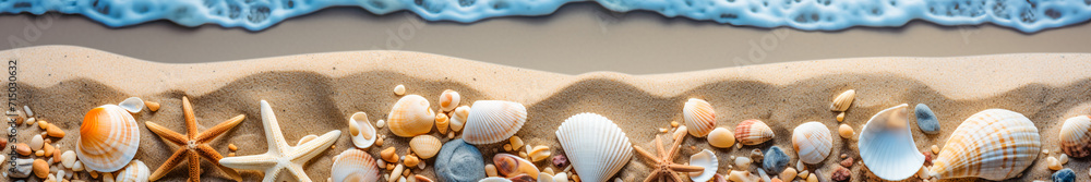 Top-Down Shot of Beach Sand, Sea Stones, and Shells Top-Down Shot of Beach Sand, Sea Stones, and Shells