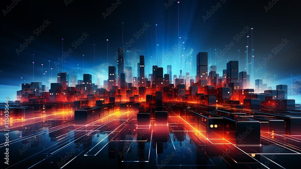 Digital technology background. Smart city concept. IoT . ICT