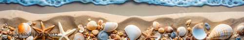 Top-Down Shot of Beach Sand  Sea Stones  and Shells