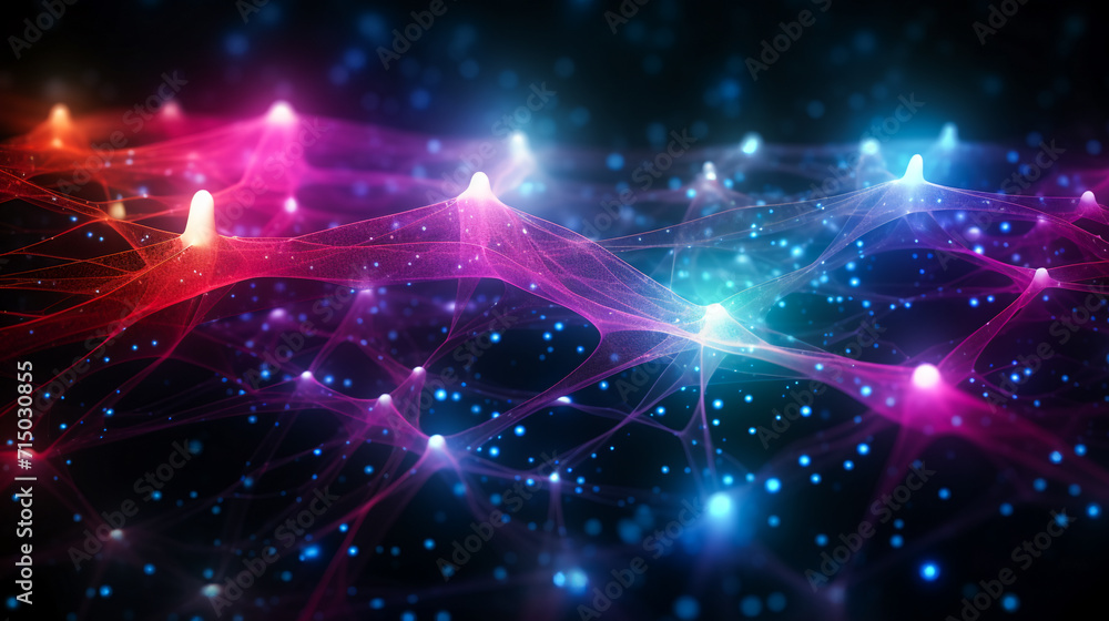 Network design background.  Illuminated fiber optic network connections.  Abstract technology