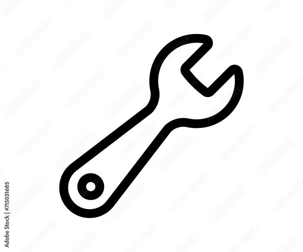 Wrench icon. Simple wrench black line illustration. Wrench icon. Simple wrench black line illustration.