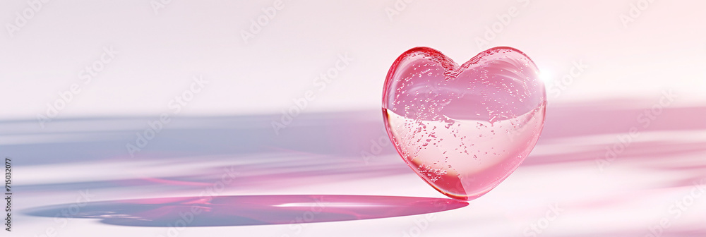 Valentine's Day background with glass heart. copy space Valentine's Day background with glass heart. copy space