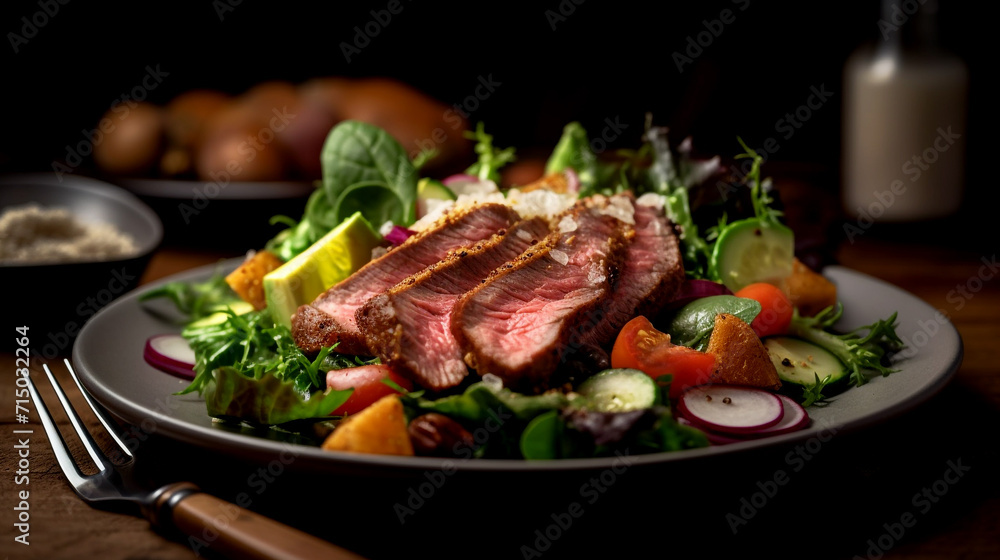 Very high-quality steak, beautiful ceramic tableware, unusual background. Unusual presentation of food. Not for vegetarians. Very high-quality steak, beautiful ceramic tableware, unusual background. Unusual presentation of food. Not for vegetarians.