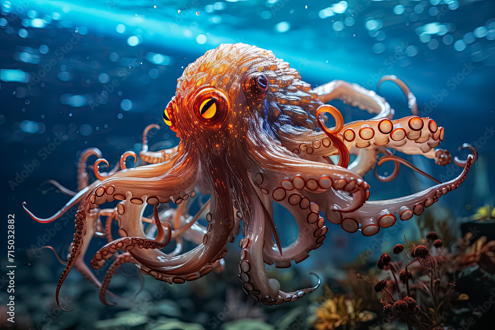 Krake, Octopoda, Octopus im Meer, Generative AI Krake, Octopoda, Octopus im Meer, Generative AI