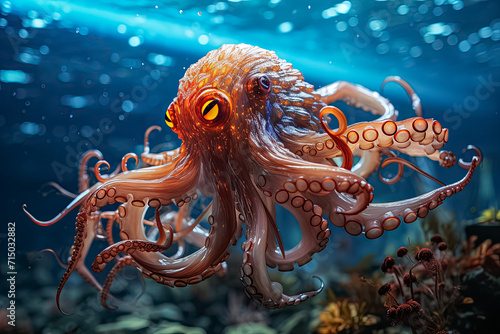 Krake, Octopoda, Octopus im Meer, Generative AI