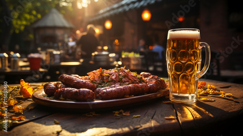 Oktoberfest Feast Bratwurst and  Beer
