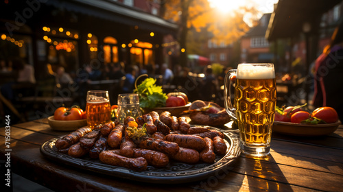 Oktoberfest Feast Bratwurst and  Beer