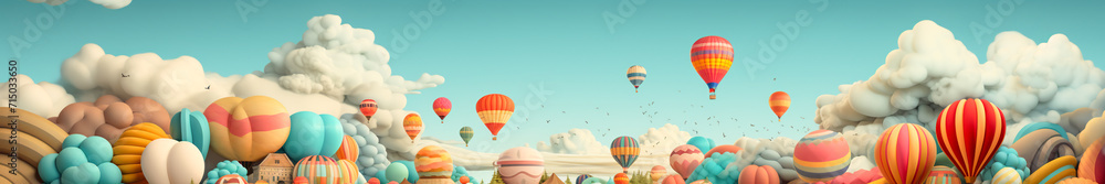 Fototapeta premium Colorful Banner Design for a Child's Festive Day. Bright Cartoon Background