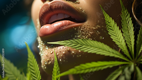 A Woman in the Hemp Fields. Marijuana for Health. Cannabis Bloom