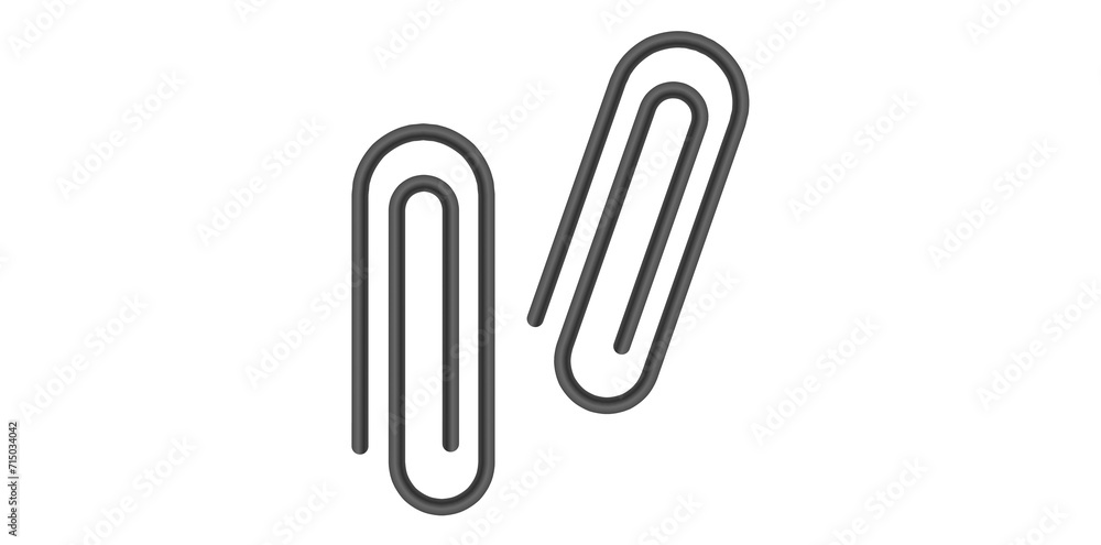 Fototapeta premium Pair Of Attach Paper Clip Thin line Icon Isolated On White Background. 