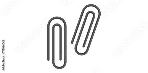 Pair Of Attach Paper Clip Thin line Icon Isolated On White Background.	