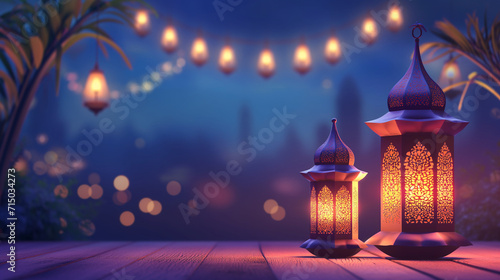 Ramadan lamp on the table