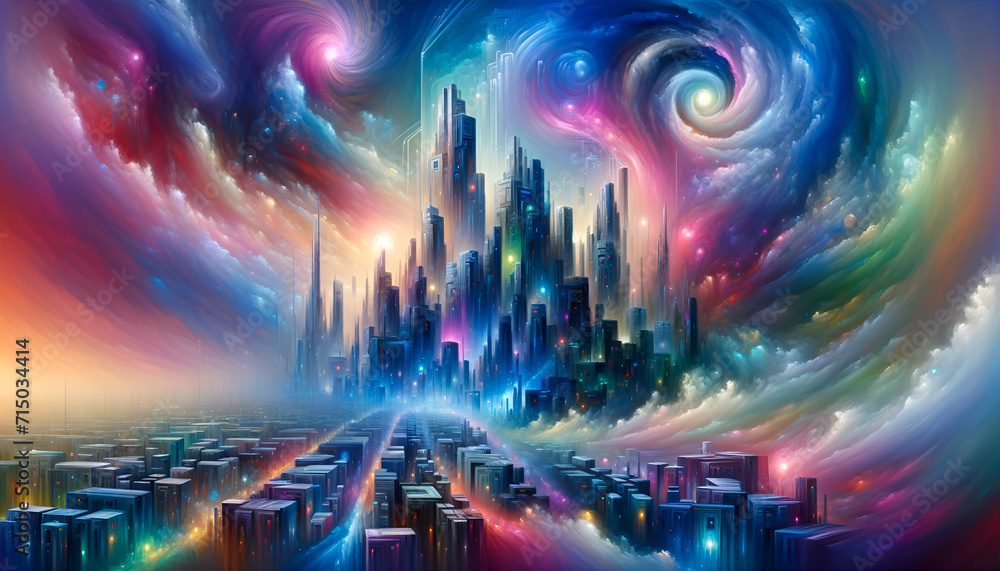 Obraz premium Futuristic Fantasy Cityscape