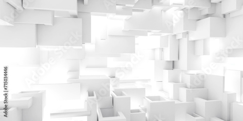 Room Filled With White Cubes, A Bold Black and White Composition 3d render illustration