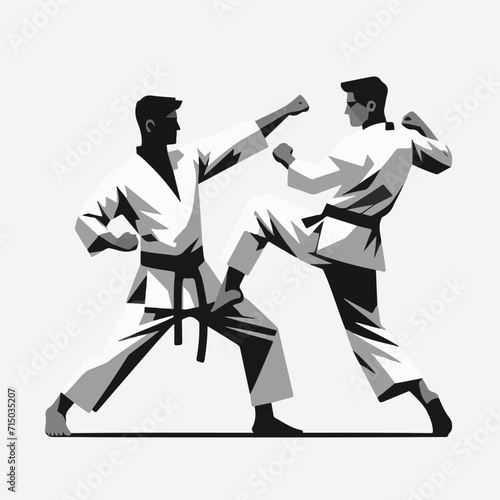 illustration of a person karate sparring highkick kickboxing taekwondo 