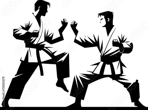 silhouette of a person with a karate kimono 
