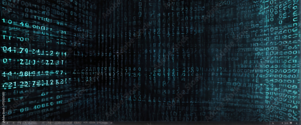 An abstract digital background with binary code and AI algorithms running in the background An abstract digital background with binary code and AI algorithms running in the background