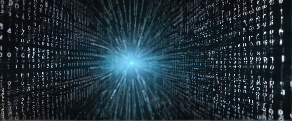 An abstract digital background with binary code and AI algorithms running in the background An abstract digital background with binary code and AI algorithms running in the background
