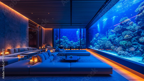 Exotic Fish in the Living Area. Living Room Aquarium