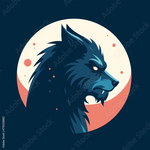 Wolf head vector, flat illustration