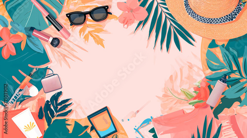 Fashion and Beauty Blog Header with summer items 
