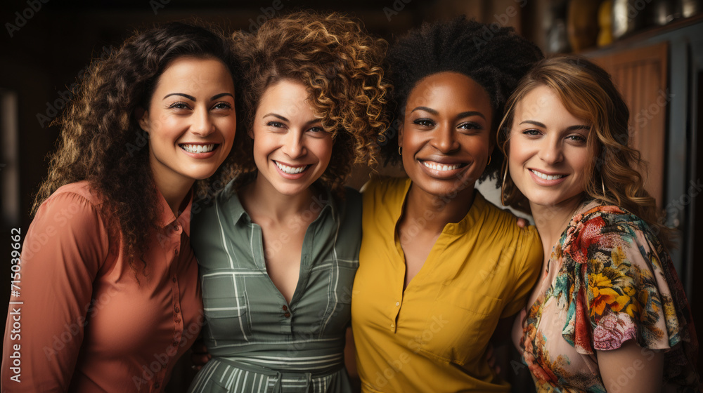 Fototapeta premium Diverse Women Body Positivity Group. Multicultural Femininity Variety