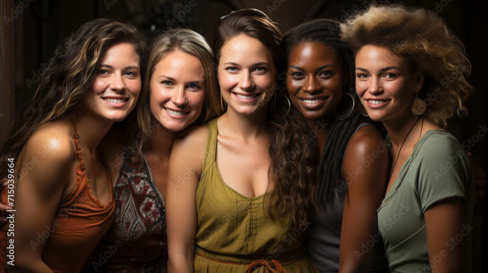 Obraz premium Diverse Women Body Positivity Group. Multicultural Femininity Variety