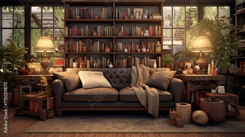 Serene Eclectic Style Reading Room with Mismatched Furniture and Cozy Ambiance - AI-Generative © Being Imaginative