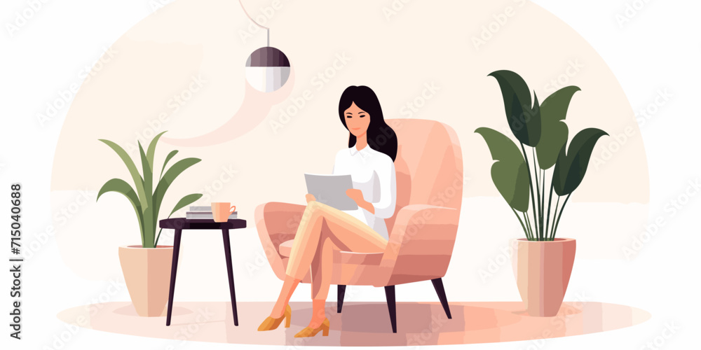 Business woman sitting on a chair at company office Business woman sitting on a chair at company office