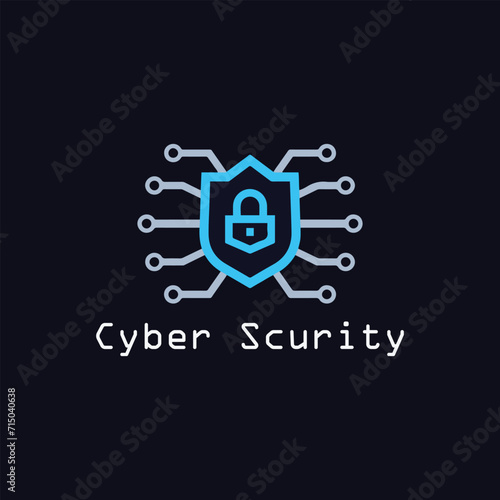 digital cyber security logo design vector