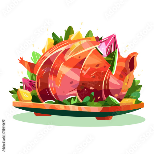 lechona lechon meat pig vector flat illustration