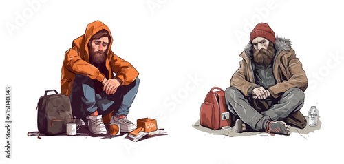 HOMELESS PEOPLE CHARACTER MAN VECTOR