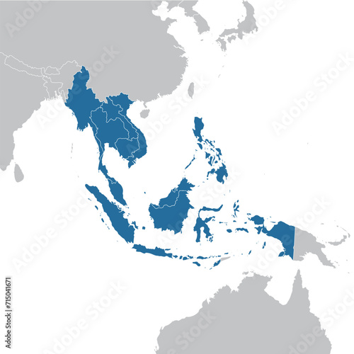 ASEAN member states on map of the world