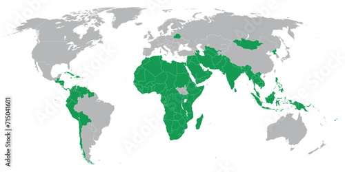 Non-Aligned Movement member states on map of the world