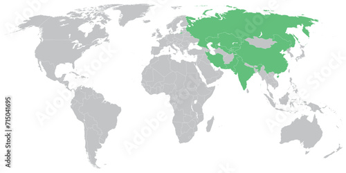Shanghai Cooperation Organisation member states on map of the world