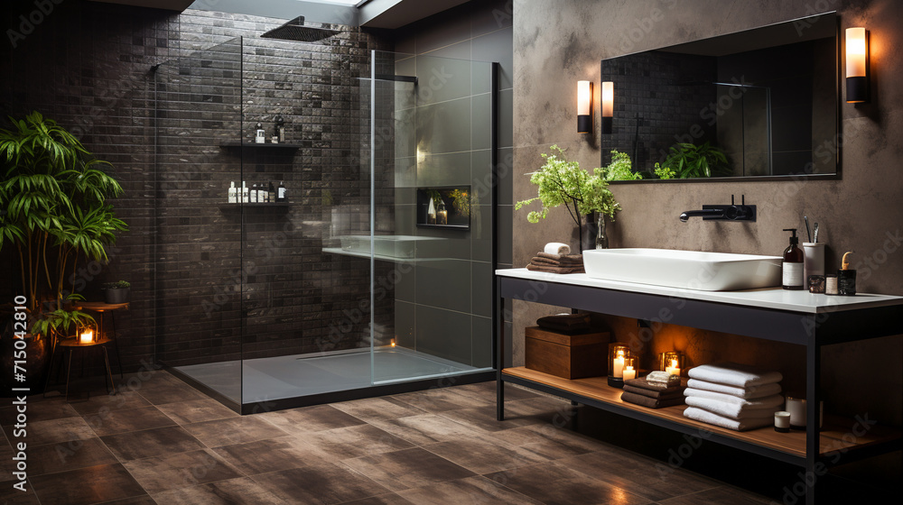 Modern shower room. Stylish bathroom Modern shower room. Stylish bathroom