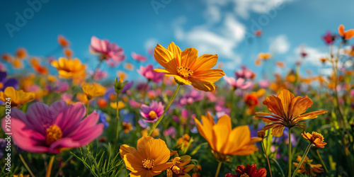 olorful field of flowers  bright sky