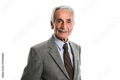 Portrait studio shot of an attractive, healthy senior man smiling relaxedly isolated on transparent png background. photo