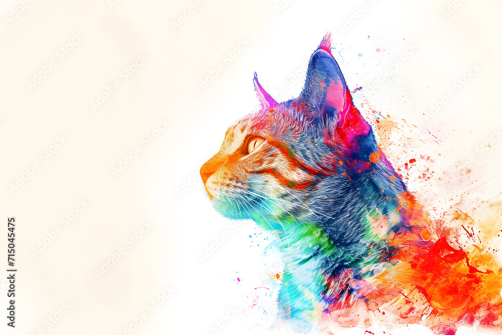 Verspielte Katzenkunst: Bunte Illustration einer niedlichen Katze für kreative Projekte