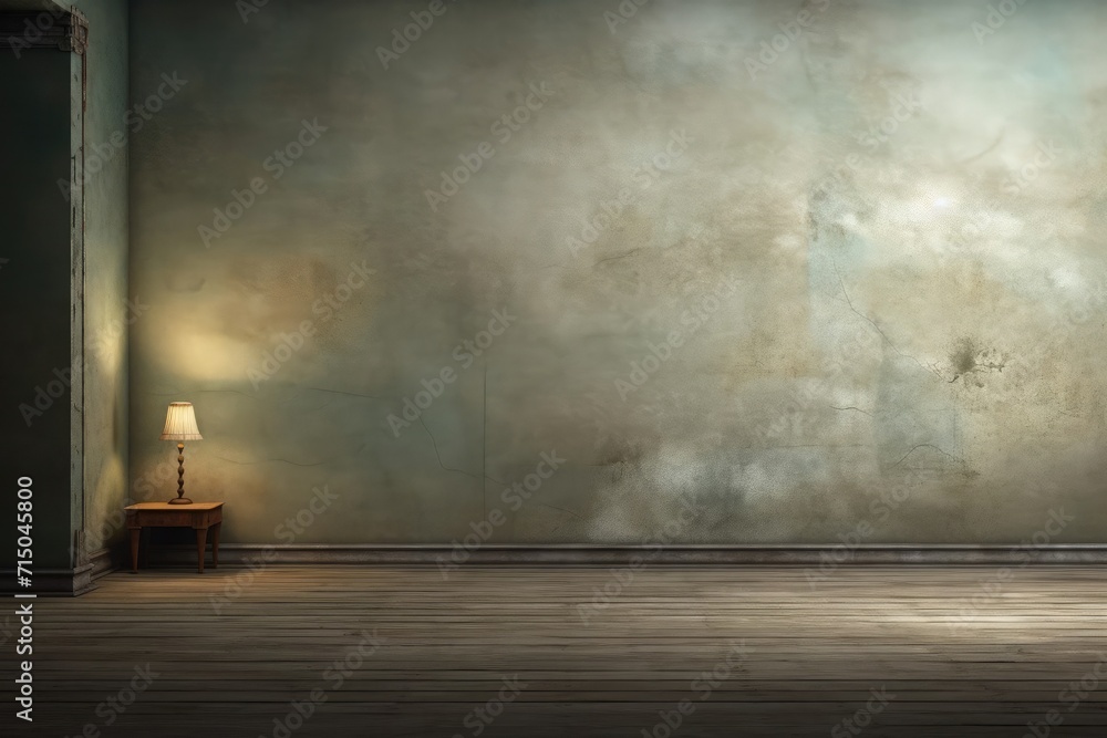 Empty dark room with free space, light from the window, free space for text Empty dark room with free space, light from the window, free space for text