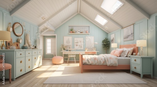 A Cozy Modern Farmhouse Kids Bedroom with a Playful and Inviting Atmosphere - AI-Generative © Being Imaginative
