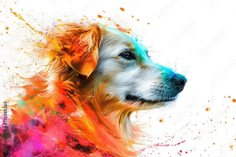 Fröhliche Hundekunst: Bunte Illustration eines verspielten Hundes für kreative Projekte