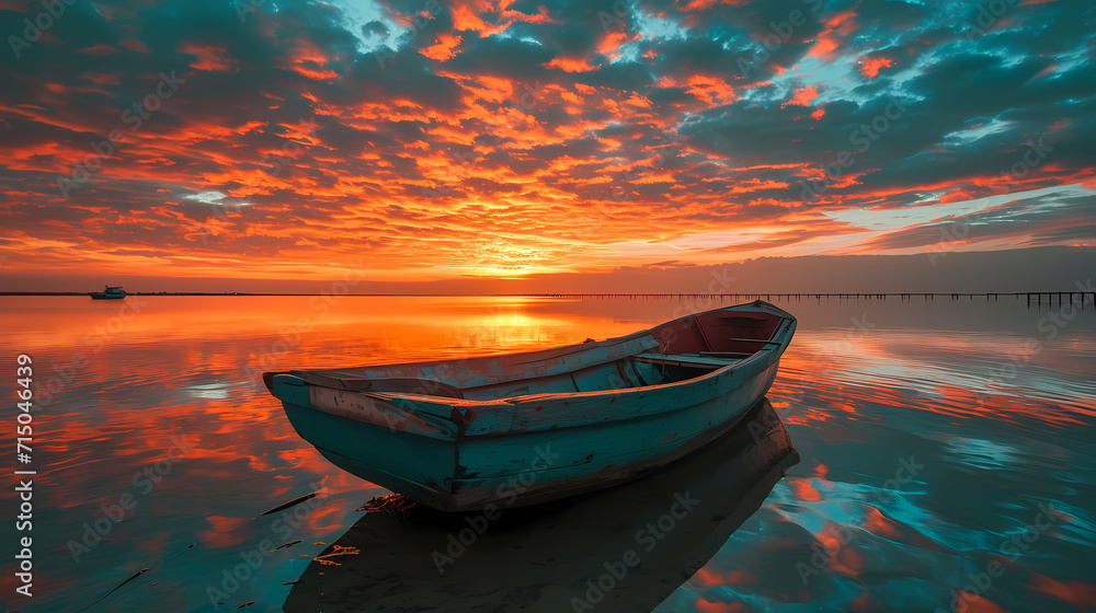 boat at sunset