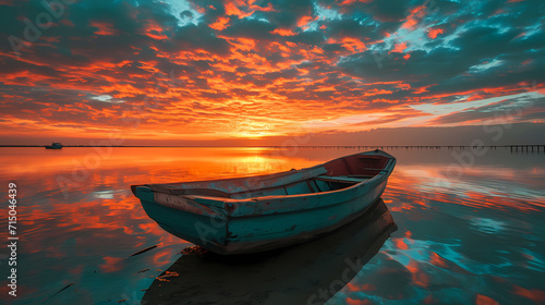 boat at sunset