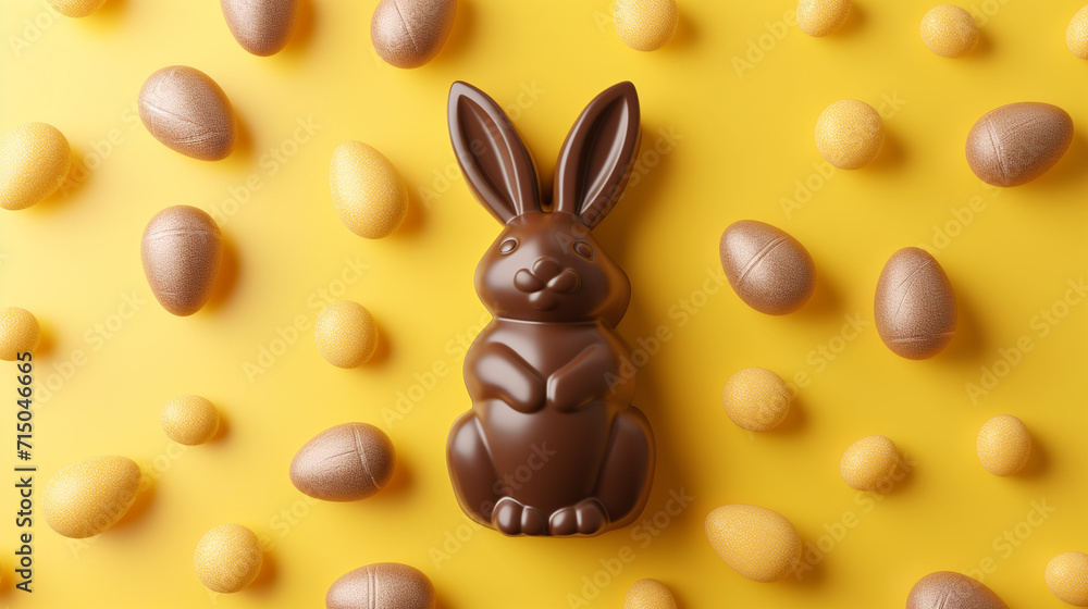 Obraz premium Rabbits and chocolate easter eggs