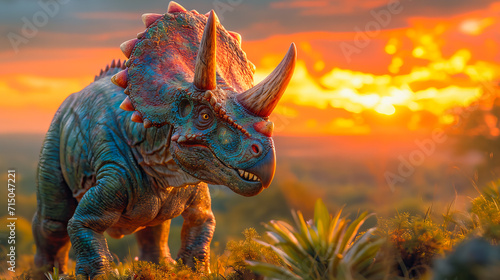 Triceratops in Nature.Jurassic Giant